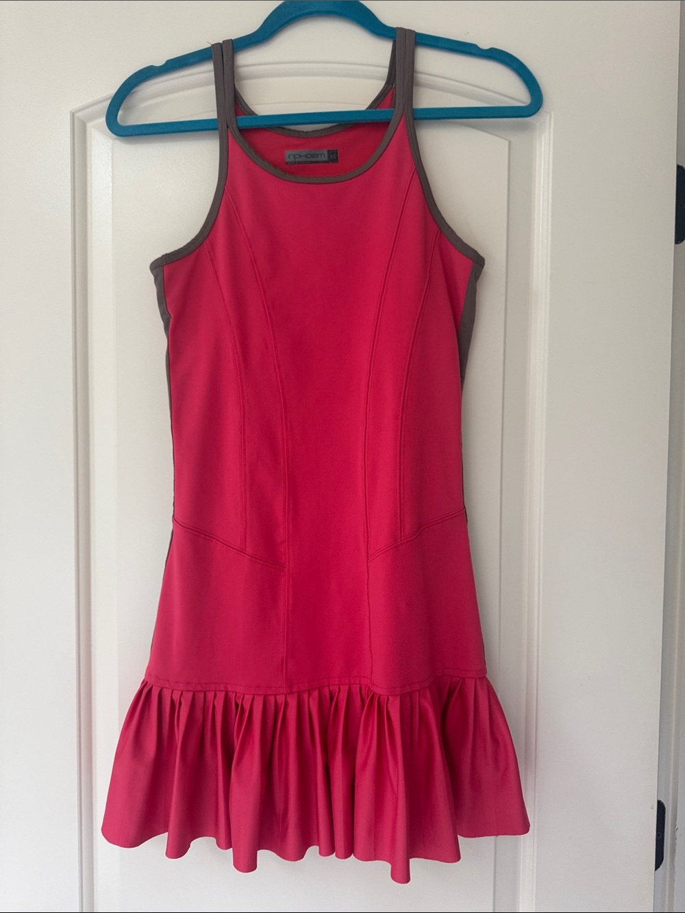 Bright Pink Sleeveless Athletic/ Tennis Dress with Gray Trim
